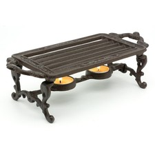 Plate Warmer with Two Tealight Holders Traditional Food Heater For Hot Pots Mugs