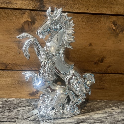 Silver ceramic horse mare - silver,
