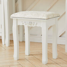 White Antique French Style Stool Floral Shabby Chic Bedroom Dressing Table Seats