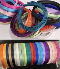 5 x 15mm Thick Plain Satin Headbands Pack School Girls Alice Hair Band Set UK