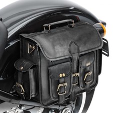 Motorcycle saddlebag Leather Vintage side bag Craftride SV3 black