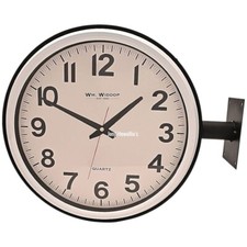 Large Double Sided Station Wall Clock Wm Widdop Wall Mounted Round Quartz 42 cm