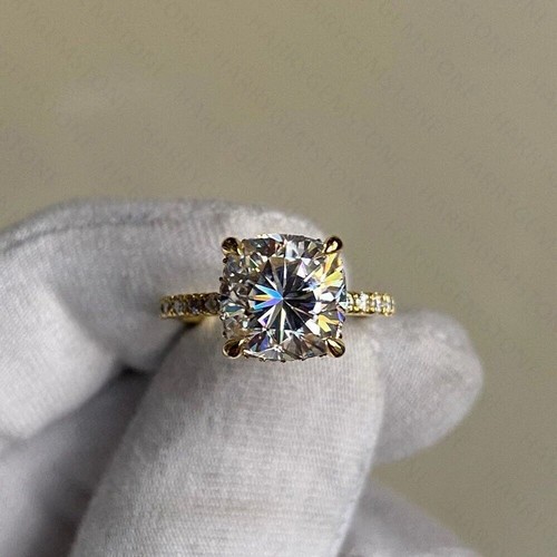 Cushion cut moissanite - cut, hidden