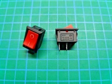 2 x Mini Rocker Switch Black/Red Toggle Switch 2pins ON/OFF AC 250V/6A 125V/10A