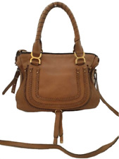 Chloe Marcie Medium Brown Braided Pebbled Leather Handbag, Authentic.