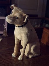 ANTIQUE OFFICIAL ADVERTISING METAL TIN FLOCKED RCA VICTOR NIPPER DOG COIN BANK