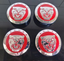 Set of 4 x Jaguar Centre Caps  (RED)
