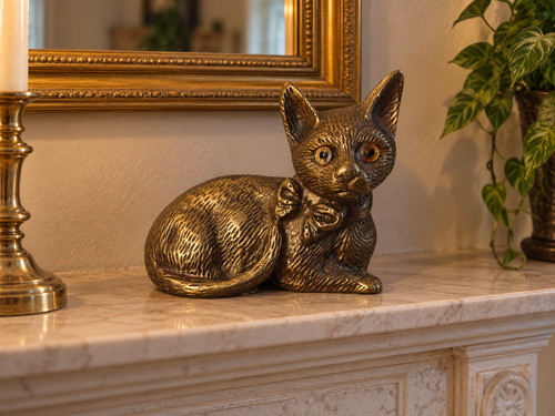 Vintage brass cat figurine - vintage,