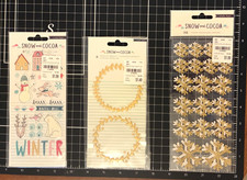 Crate Paper SNOW and COCOA Puffy Stickers, Adhesive Wreaths or Gold Snowflakes