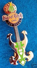 LAS VEGAS GREEN & POLISHED GOLD *ROCK GUITAR SERIES* Hard Rock Cafe PINS LE