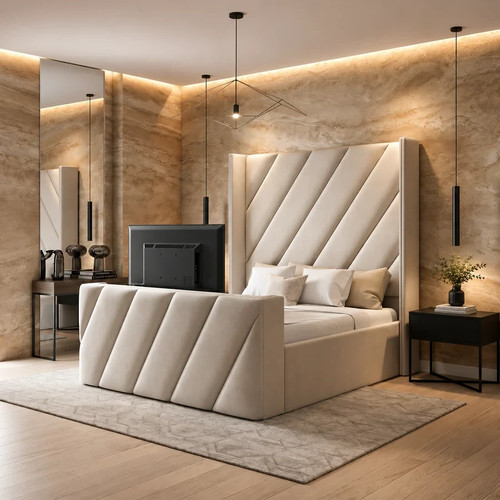 Diagonal lines winged bed - tv,