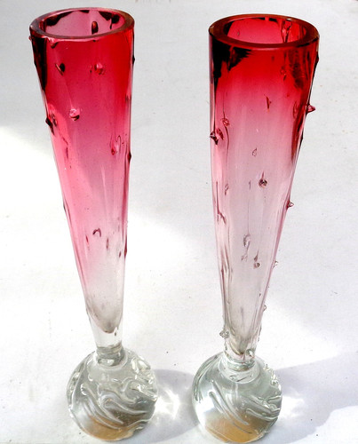 Pair victorian cranberry glass - pair,