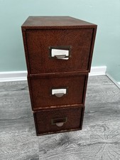 3 x Vintage Filing Cabinet Box Wooden card index box 