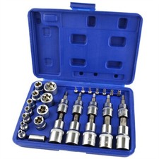 US PRO TOOLS 29pc TORX BIT & E TORQUE SOCKET SET Male T8/T55 Female E4 to E20
