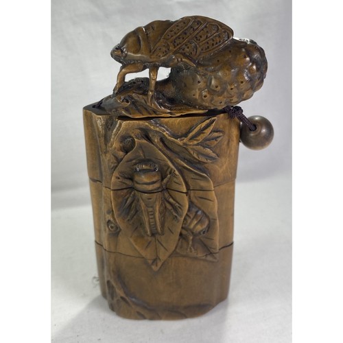 Japanese wooden inro cicada - japanese,