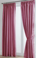FAUX SILK PINK CURTAINS TIE BACKS READY MADE PENCIL PLEAT DUSKY ROSE