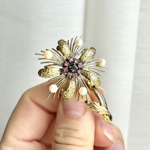 Vtg gem set 14k 585 - set, yellow