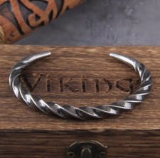 Viking Carving Bracelet Talisman Bracelet Brushed Stainless Steel Cosplay