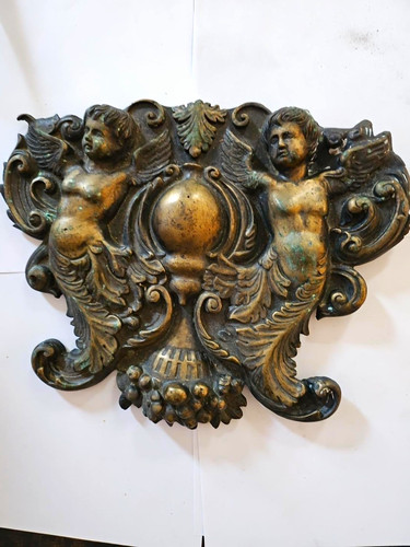 Antique finish metal cherub - antique,