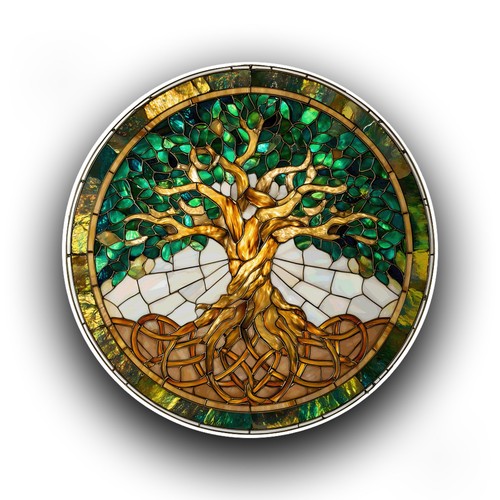 Green tree life stained - green,