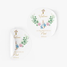 Personalised Peter Rabbit Christening Stickers Baptism Gift Labels Party Favour