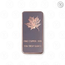 10 oz Copper Bar - Canadian Maple Leaf CMC Mint - 10 Troy Ounces (311 g) Fine Cu