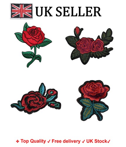 Floral rose iron sew on - rose, /