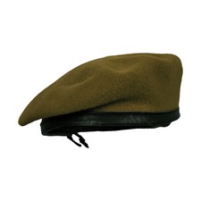 Army Beret Original Military Combat Cadet Wool Leather Trim Hat Vintage Surplus