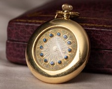18ct gold Rondine Pocket Watch, sapphire-set hour markers & 17 jewel manual