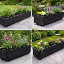 Black Wooden Planter Troughs