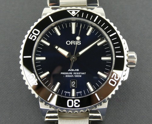 Oris aquis date blue - aquis,