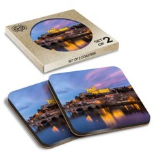 2 x Boxed Square Coasters - BÃ©ziers France French Travel  #2172