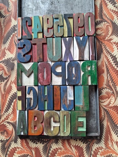 Painted wooden letterpress - painted,