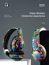 Foldable Bluetooth Headphones Graffiti Design with LED Lights Wireless Headset