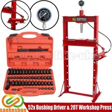 20T Workshop Press Hydraulic Bench Garage w/ Gauge + 52x Bushing Bearing Driver
