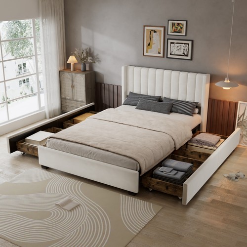 4ft6 double beige - double,