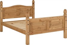Corona 4ft 6in Double Bed High Foot End Mexican Pine Wooden Bedroom Furniture