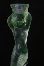 Walther Sohne Nymphen 1930s antique Art Deco green uranium glass candlesticks 