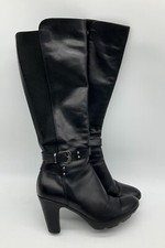 Knee-high leather heeled boots