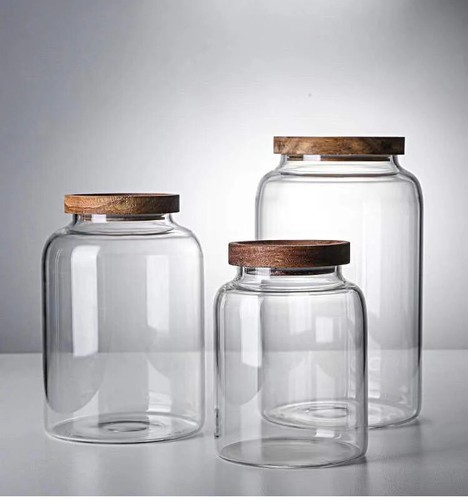 Large round glass jar - round, with