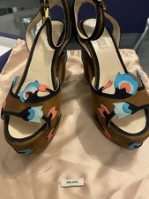 Prada Appliqué Suede Wedge
