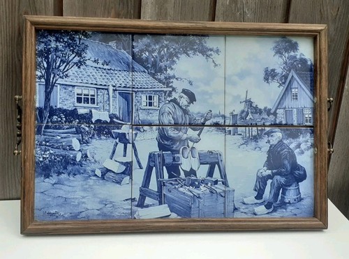 Vintage delftware tiled wooden - delftware,