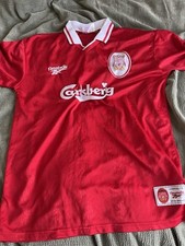 Liverpool Retro Soccer Shirt Calsberg Sponsor With Printed Letters 