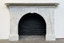 Restored antique arched Victorian Carrara marble fireplace surround Circa 1860