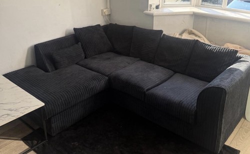 Black corduroy corner sofa - corduroy,