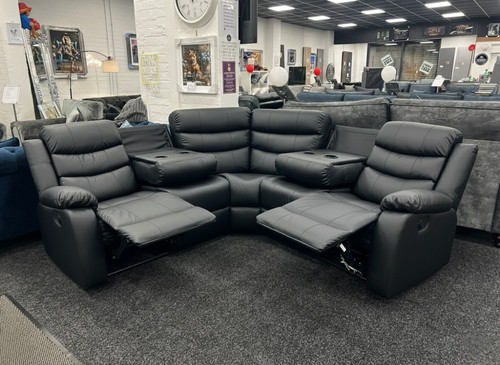 Roma black leather corner - roma, |