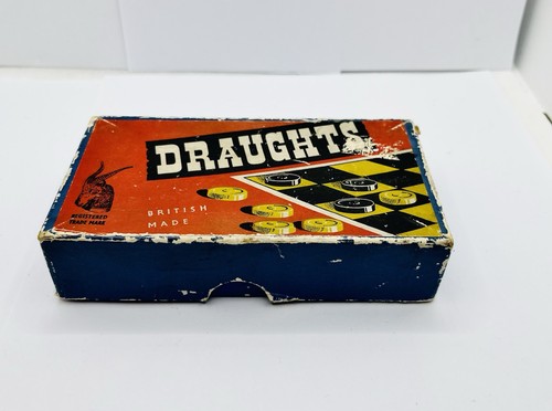 Vintage hard wood draughts - vintage, set
