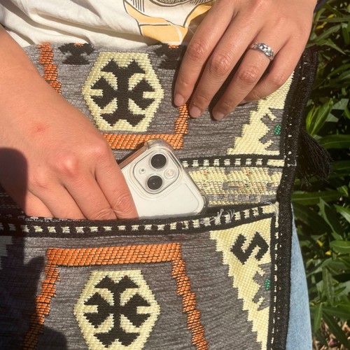 Pale grey kilim messenger - grey,