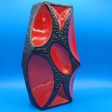 Lozenge vase by Roth Keramik - stylish Red and black striking fat lava vase 70s