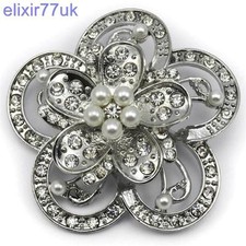 NEW 2.4" SILVER FLOWER FAUX